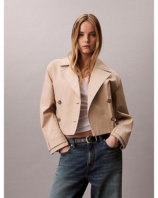 Calvin Klein Multicolor Cotton Twill Short Trench Jacket