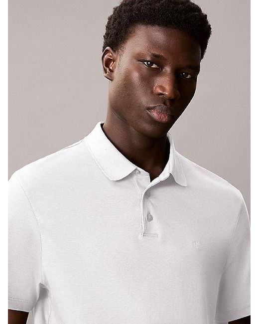 Calvin Klein White Pima Cotton Polo Shirt for men