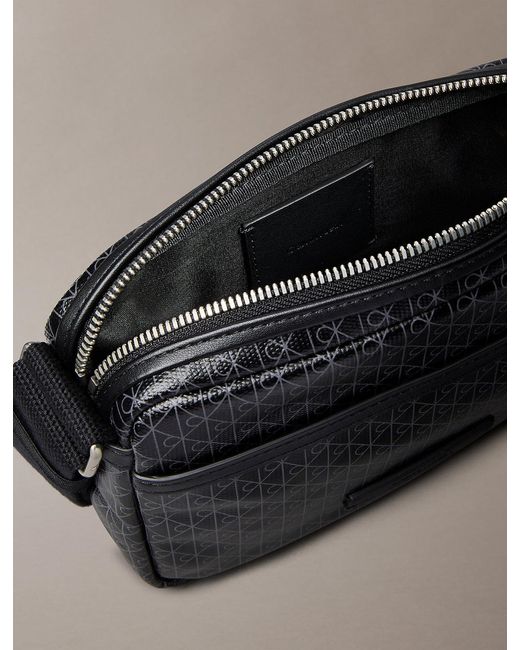 Calvin Klein Gray Coated Emblem Logo Crossbody Camera Bag for men