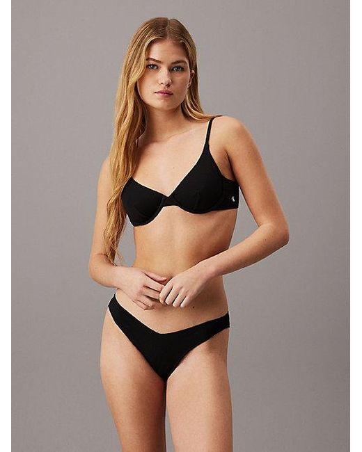 Calvin Klein Brown Bikini-Top - CK Monogram Texture