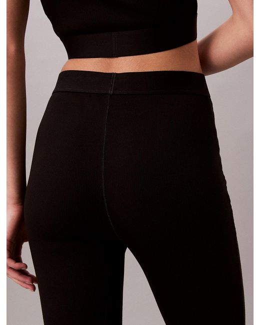 Calvin Klein Black Ribbed Cotton Lounge Leggings