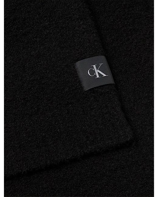 Calvin Klein Black Soft Boucle Signature Logo Scarf for men