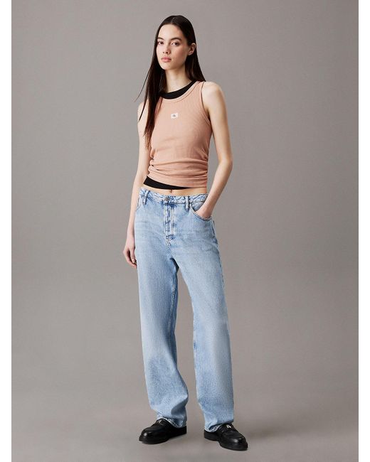 Calvin Klein Natural Slim Ribbed Cotton Tank Top