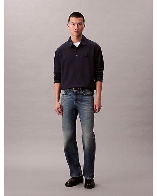 Calvin Klein Blue Monogram Logo Emblem Relaxed Jumper for men