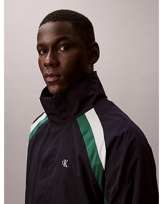 Calvin Klein Blue Jeans Colour Block Nylon Track Jacket for men