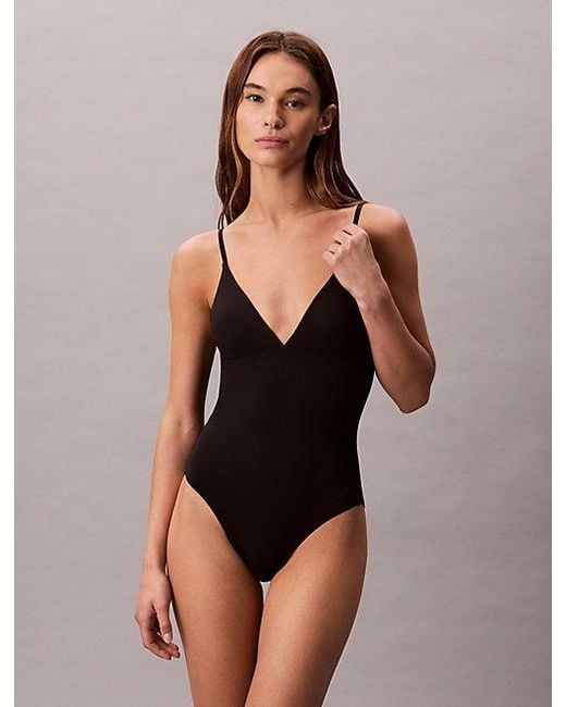 Calvin Klein Black Cut Out Swimsuit Modern Logo