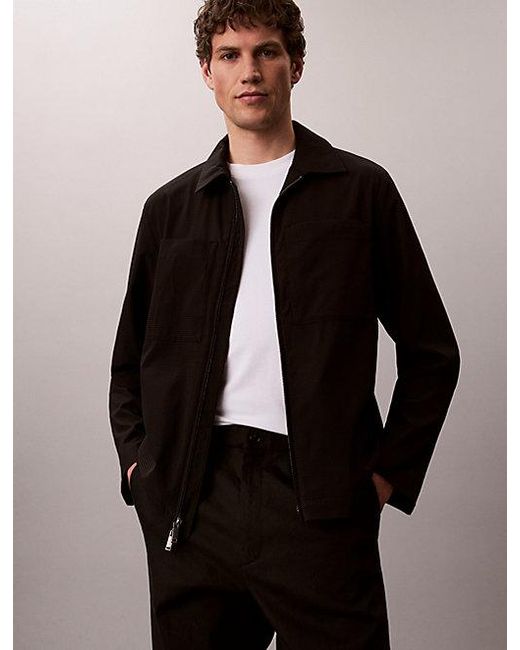 Calvin Klein Black Seersucker Blouson Jacket for men