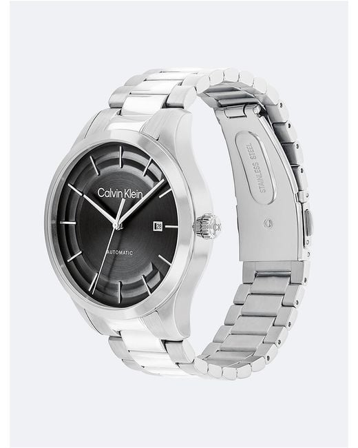 Calvin Klein Gray Automatic H-Link Bracelet Watch for men