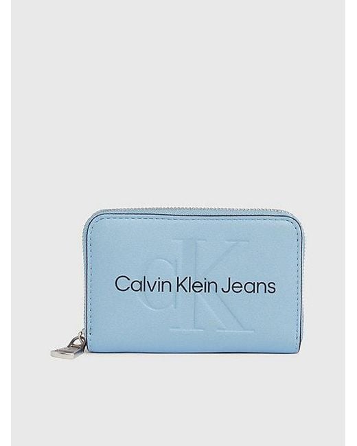 Calvin Klein Rfid Portemonnee Met Logo En Rits Rondom in het Blue
