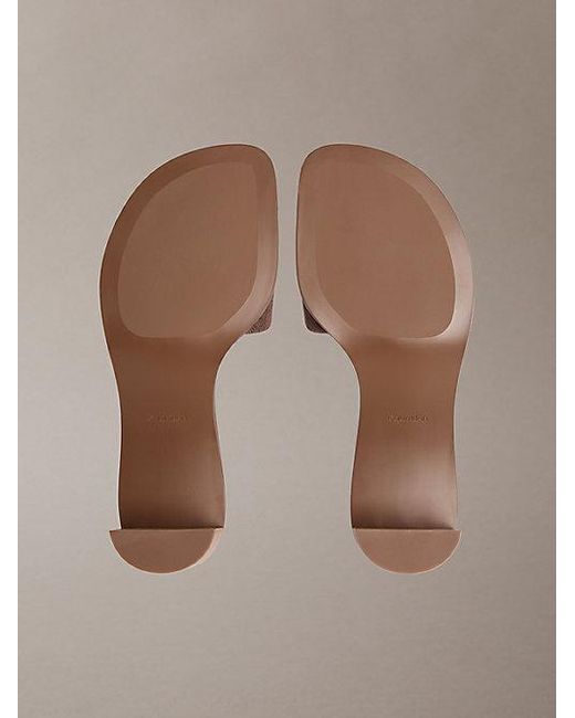 Calvin Klein Natural Marghe Logo Jacquard Heeled Sandals