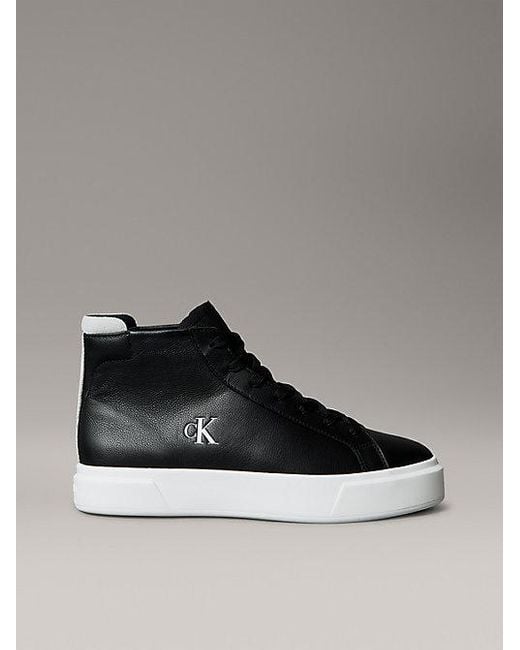 Calvin Klein Multicolor Jeans Leather Signature High Top Trainers for men