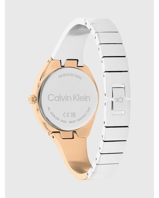 Calvin Klein White Two-Tone Dynamic Bangle Watch