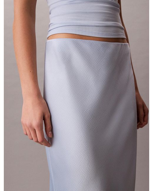 Calvin Klein Purple Textured Satin Midi Skirt