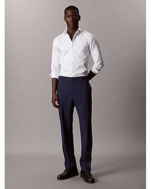 Calvin Klein Gray Slim Stretch Collar Non Iron Shirt for men