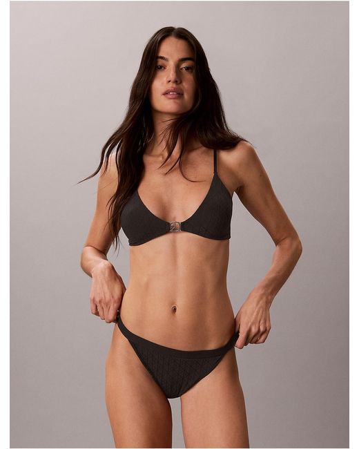 Calvin Klein Brown Embossed Emblem String Thong