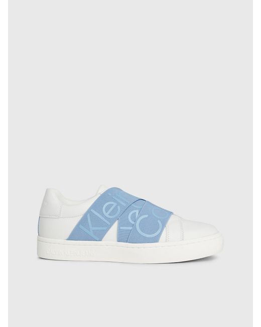Calvin Klein Blue Leather Slip-on Trainers