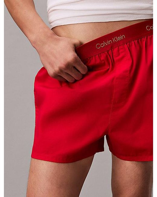 Calvin Klein Red Slim Woven Cotton Boxers Lunar New Year for men