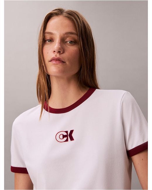 Calvin Klein Multicolor Calvin Klein Monogram Logo Slim Ringer T-Shirt