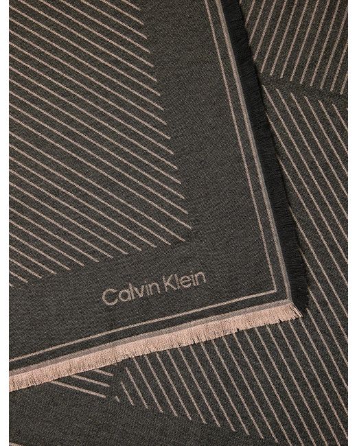 Calvin Klein Gray Emblem Logo Graphic Scarf
