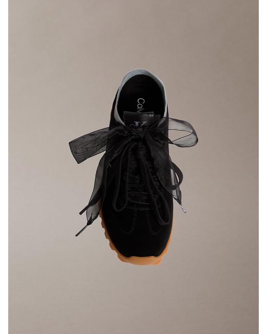 Calvin Klein Brown Suede Organza Runner Trainers