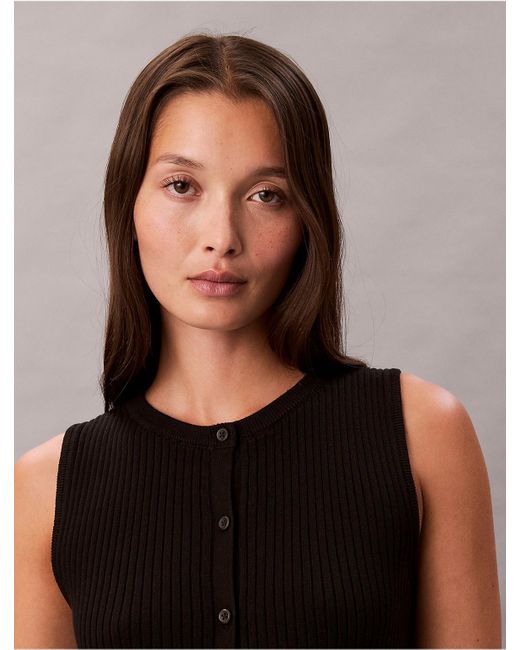 Calvin Klein Black Calvin Klein Smooth Cotton Rib Sweater Tank