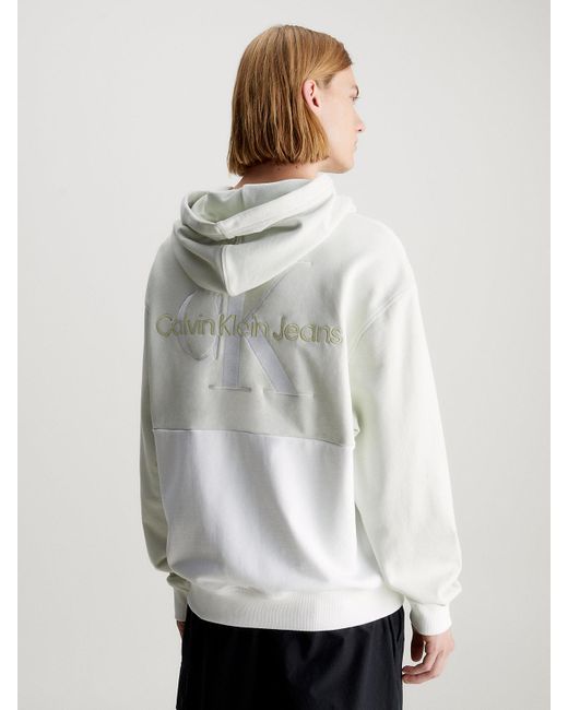 Sweat à capuche relaxed avec monogramme Calvin Klein pour homme en coloris White