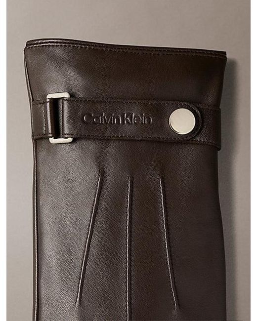 Calvin Klein Zachte Nappaleren Touchscreen Handschoenen in het Brown voor heren