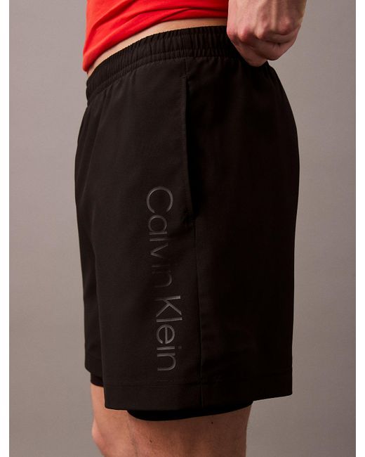 Calvin Klein Red 2-In-1 Gym Shorts for men