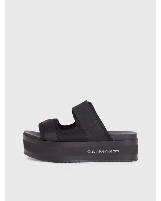 Sandales compensées à plateforme recyclées Calvin Klein en coloris Black