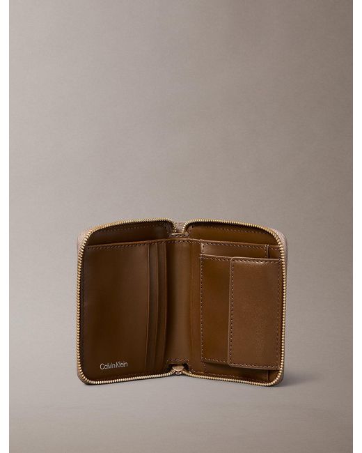 Calvin Klein Brown Rfid Square Zip-Around Logo Wallet