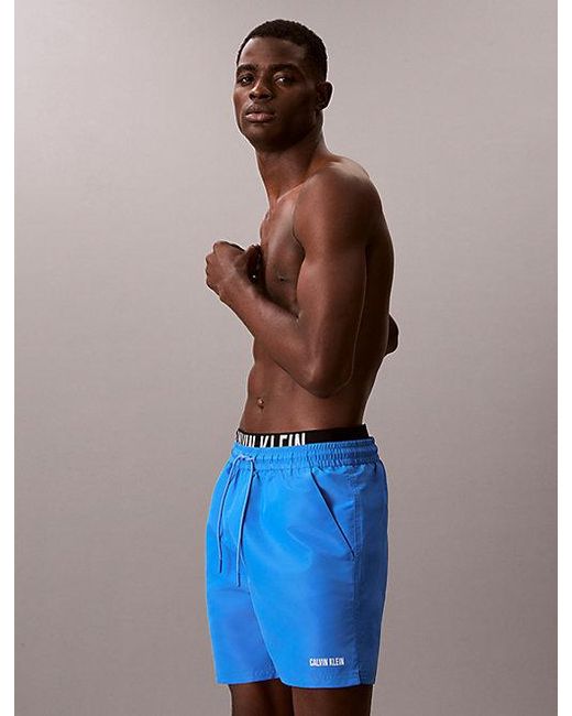 Calvin Klein Blue Double Waistband Swim Shorts Intense Power for men
