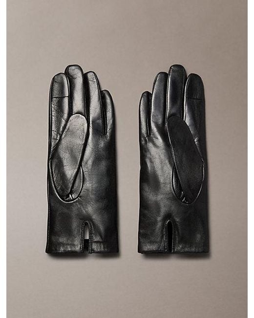 Calvin Klein Black Soft Nappa Leather Touchscreen Gloves