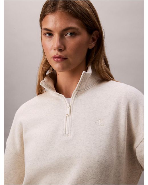 Calvin Klein Gray Calvin Klein Archive Logo Fleece Quarter Zip Mock Neck Sweatshirt