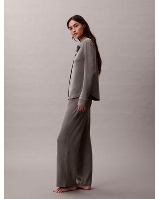 Pantalones de estar en casa de punto cepillado Calvin Klein de color Brown