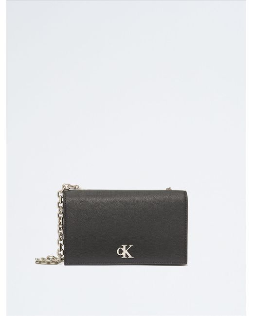 Calvin Klein Gray Minimal Monogram Chain Strap Wallet