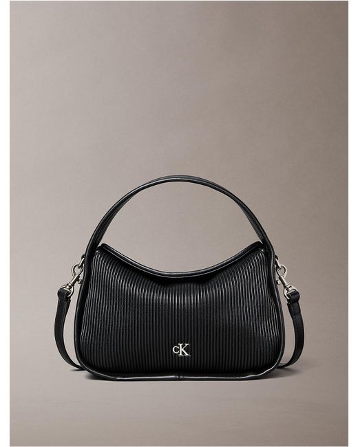 Calvin Klein Black Ribbed Top Flap Bag