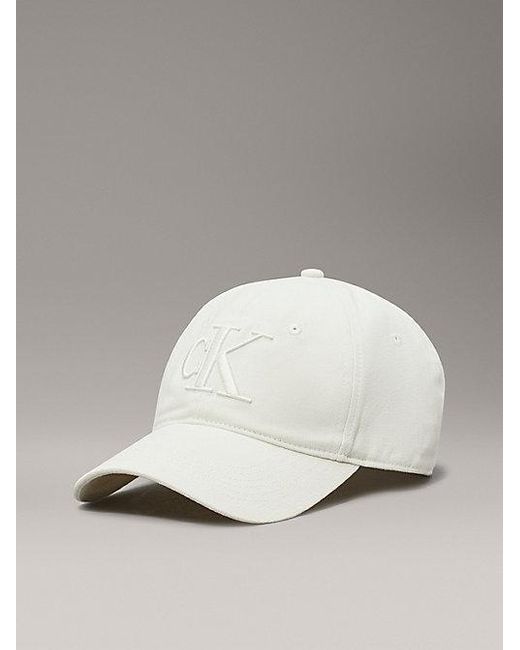 Gorra de sarga con logo Calvin Klein de color White