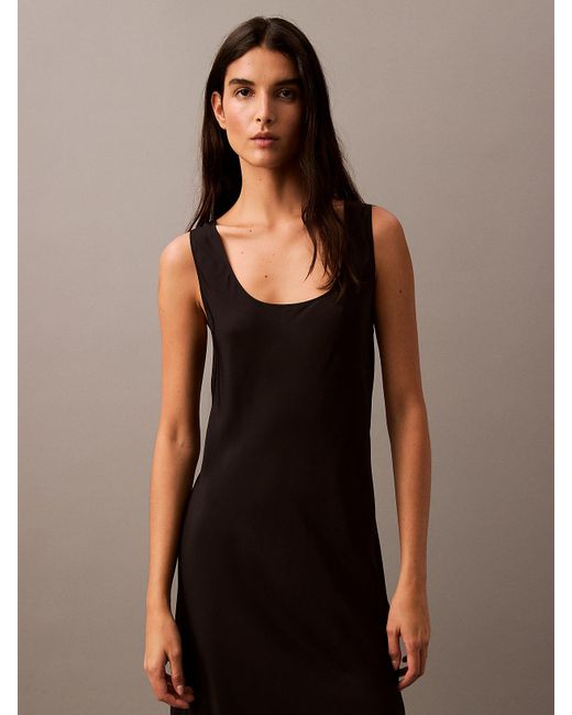 Robe nuisette slim mi longue Calvin Klein en coloris Marron Lyst