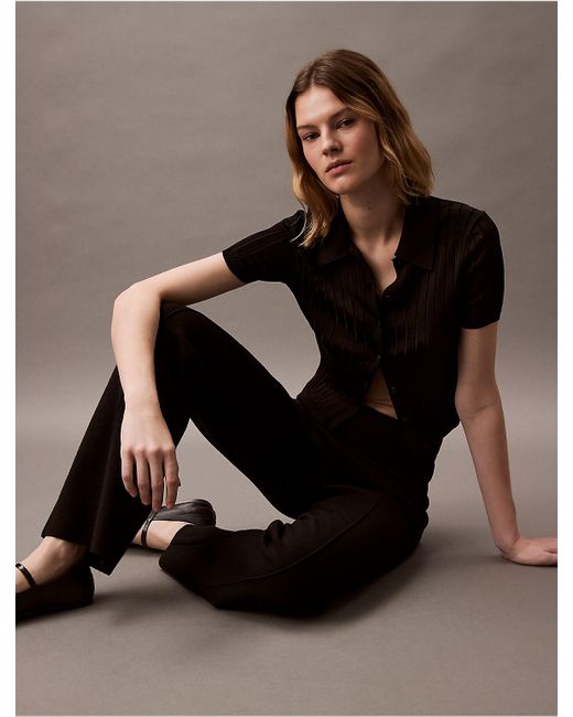 Calvin Klein Brown Tech Knit Flared Pant