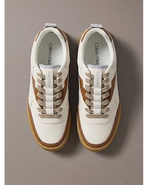 Calvin Klein Brown Ck Kayla Croc Effect Runner Trainers