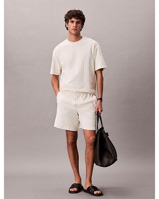 Calvin Klein Natural Jeans Emblem Logo Towelling Shorts for men