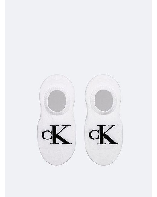 Calvin Klein White 2 Pack Soft Cotton Invisible Socks