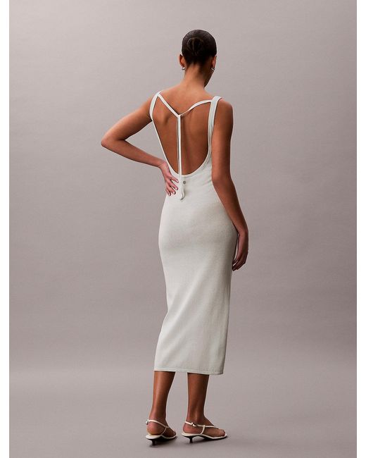 Calvin Klein Multicolor Linen Blend Tie-Back Midi Dress