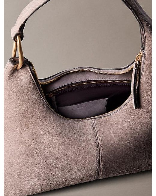 Calvin Klein Gray Soft Suede Shoulder Bag