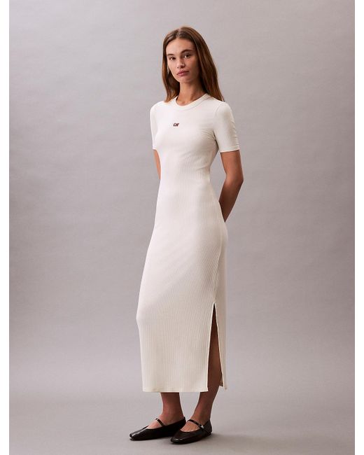 Calvin Klein Natural Modal Stretch Rib Midi Dress
