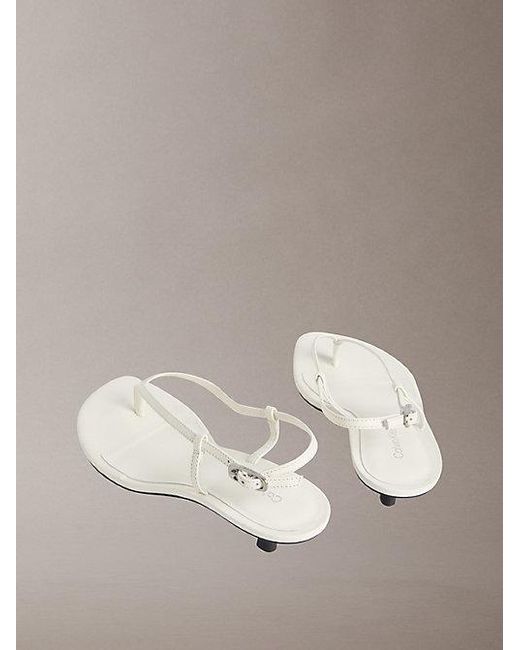 Calvin Klein Multicolor Lina Leather Kitten Heel Sandals