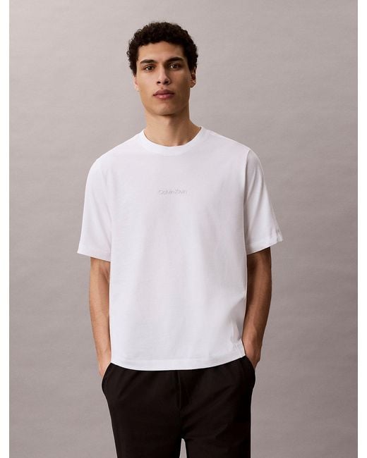 Calvin Klein White Performance Cotton Blend Gym T-Shirt for men