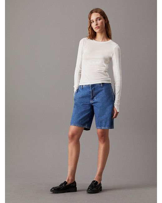 Calvin Klein Blue 90's Straight Denim Shorts