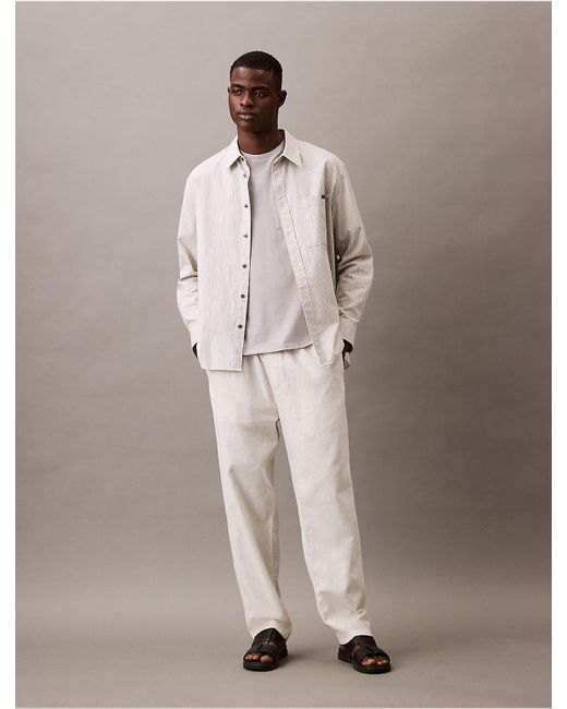 Calvin Klein Natural Linen Cotton Pull-On Pants for men