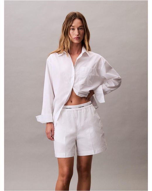 Calvin Klein White Calvin Klein Logo Waistband Cotton Shorts